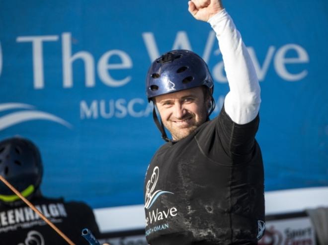The Wave, Muscat celebrate their victory - Extreme Sailing Series © Mark Lloyd http://www.lloyd-images.com